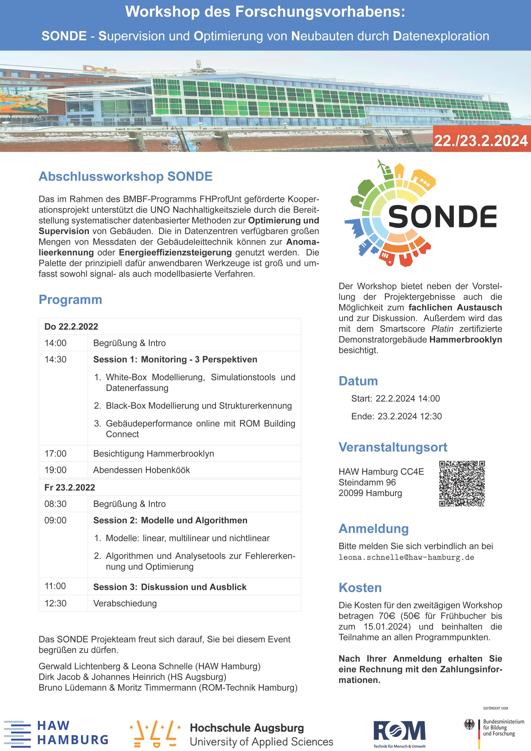 Einladung zum Abschlussworkshop des Forschungsvorhabens SONDE Supervision und Optimierung von Neubauten durch Datenexploration